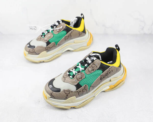 Gucci X Balenciaga The Hacker Project Triple S Beige Green Yellow - Imagem 6