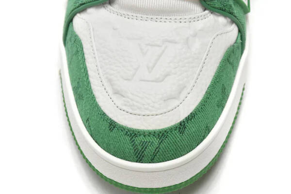 Louis Vuitton Trainer Green Monogram Denim White - Imagem 4
